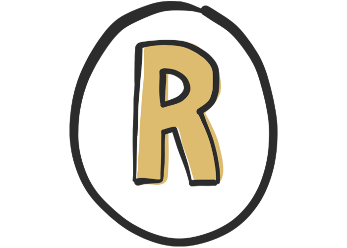 Illustration gelbes R in schwarzem Kreis